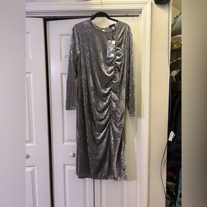 1X Future Collective Silver Velour Dress